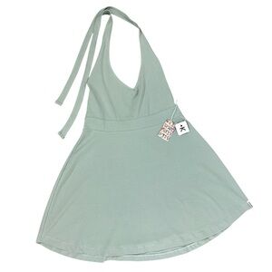 Known Supply Soma Halter Mini‎ Dress Green Tide Pool Organic Cotton Fair Trade M